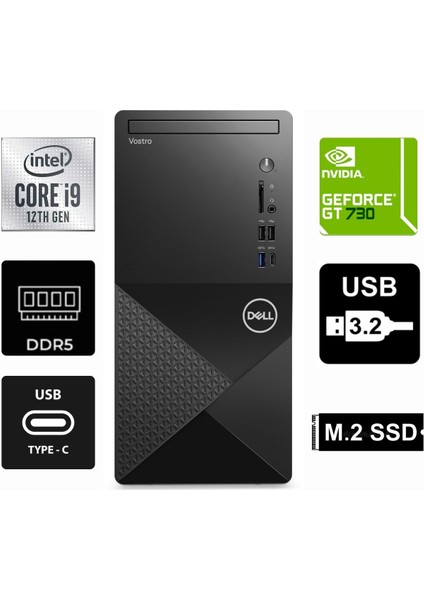 Vostro 3030MT I9-12900KF N6001VDT3030MT-0913 40GB 2tb Quadro Nvidia GT730 4gb Freedos Masaüstü Bilgisayar