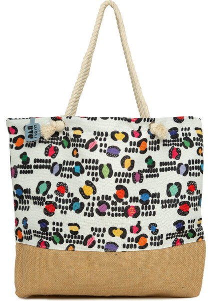 Siyah Baskılı Jüt Garnili Plaj Çantası modelleri