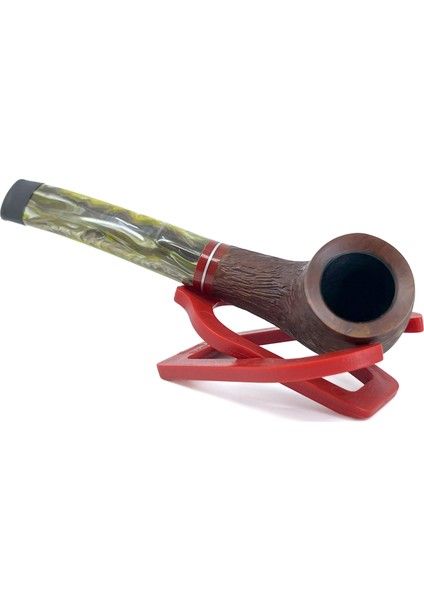 Half Bent Billiard Briar (Gül Kökü) 9 mm Filtreli El Yapımı Pipo - 2432