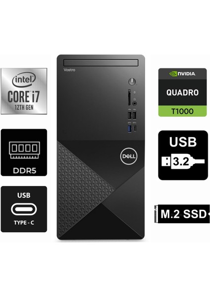 Vostro 3030MT I7-12700KF N6001VDT3030MT-0729 24GB 512GB Quadro T1000 4gb Windows 11 Pro Masaüstü Bilgisayar