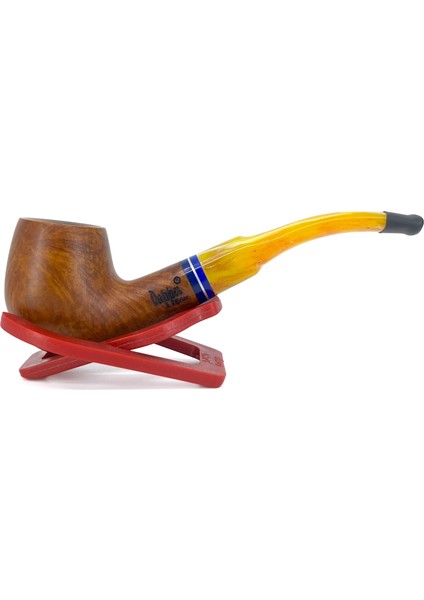 Bent Apple Briar (Gül Kökü) Pipo 9 mm Filtreli El Yapımı - 2428
