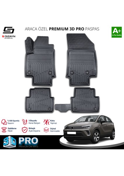 Opel Crossland 3D Pro Havuzlu Paspas 2020 Üzeri A+ Kalite