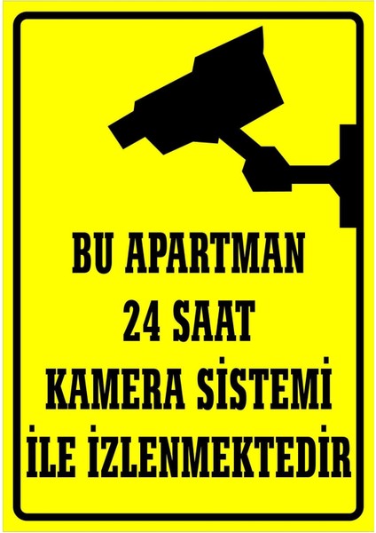 Bu Apartman 24 Saat Kamera Sistemi ile Izlenmektedir Uyarı Levhası