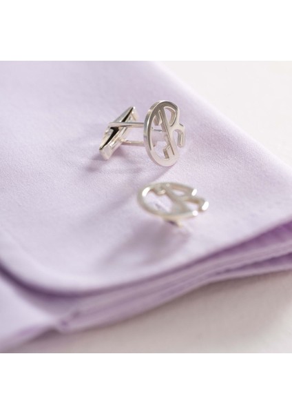 925 Ayar Gümüş 2 Harfli Kol Düğmesi Altın Kaplama Damat Hediyesi Kişiye Özel