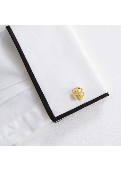 925 Ayar Gümüş 2 Harfli Kol Düğmesi Altın Kaplama Damat Hediyesi Kişiye Özel modelleri