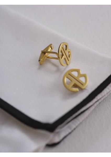 925 Ayar Gümüş 2 Harfli Kol Düğmesi Altın Kaplama Damat Hediyesi Kişiye Özel indirimleri