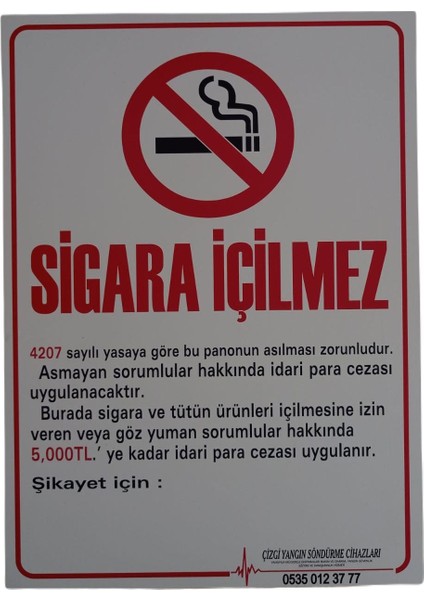 Dijital Baskı Sigara Içilmez Uyarı Levhası