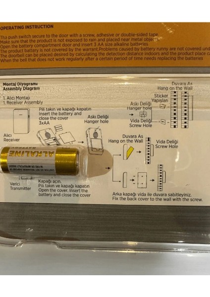Cara Lüx Model LED Işıklı Kablosuz Uzaktan Kumandalı Kapı Zili Beyaz CT-104 fiyatları