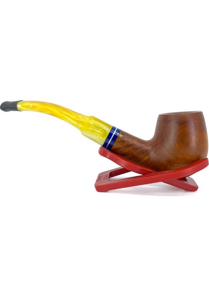 Bent Apple Briar (Gül Kökü) Pipo 9 mm Filtreli El Yapımı - 2428