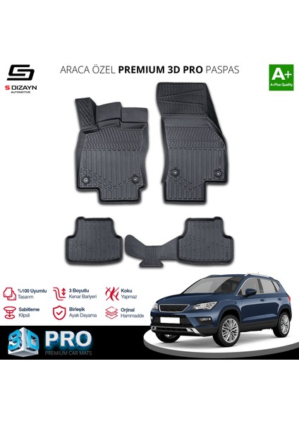 Seat Ateca 3D Pro Havuzlu Paspas 2017-2020 A+ Kalite