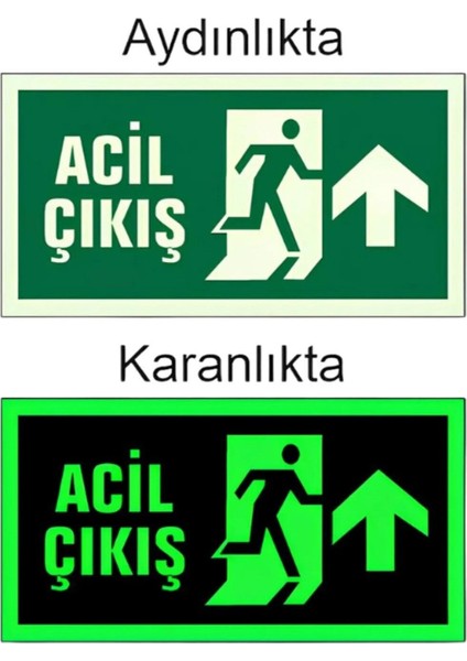 Yukarı Yön Fosforlu Acil Çıkış Levhası Fotolümen Levha