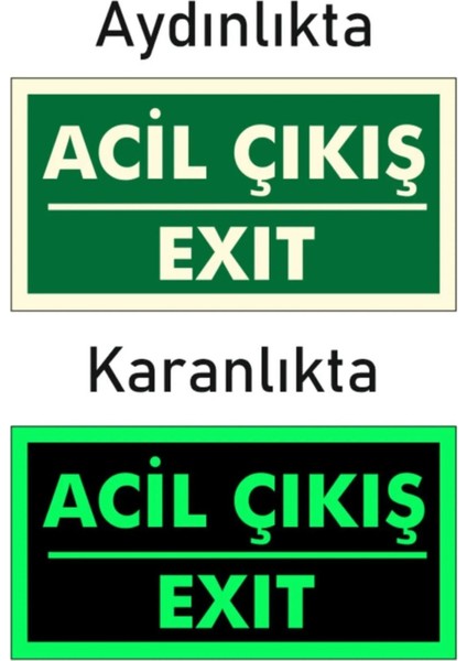 Fotolümen Fosforlu Acil Çıkış/exıt Yön Levhası