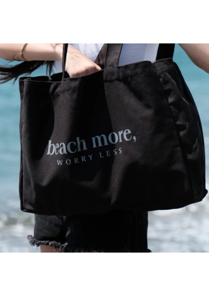 Kanvas Plaj Çanta & Tote Omuz Çanta Siyah fırsatları
