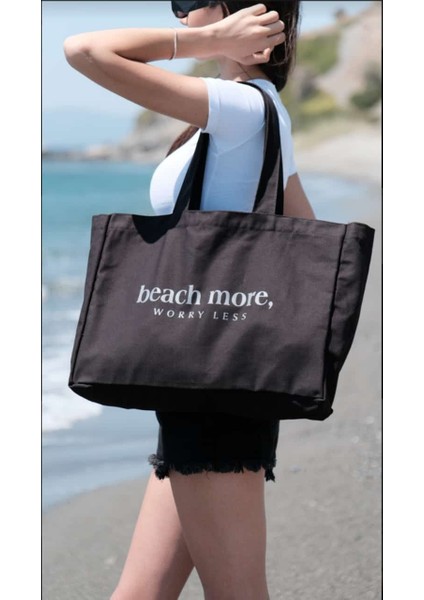 Kanvas Plaj Çanta & Tote Omuz Çanta Siyah indirimleri