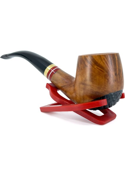Bent Apple Briar (Gül Kökü) Pipo 9 mm Filtreli El Yapımı - 2424