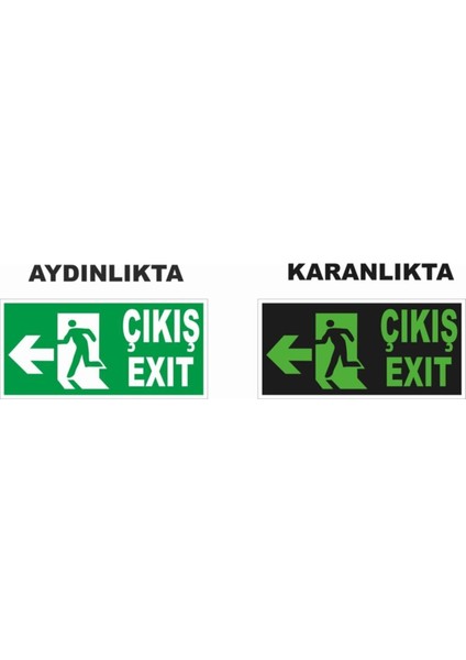 Çıkış Exıt Sol Ok Fosforlu Levha
