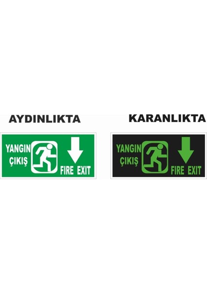 Yangın Çıkış Aşağı Ok Fosforlu Levha