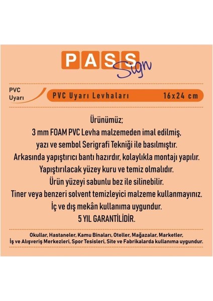 Pano Pvc Uyarıcı Levha Sigara Içilmez Para Cezası 16*24 cm
