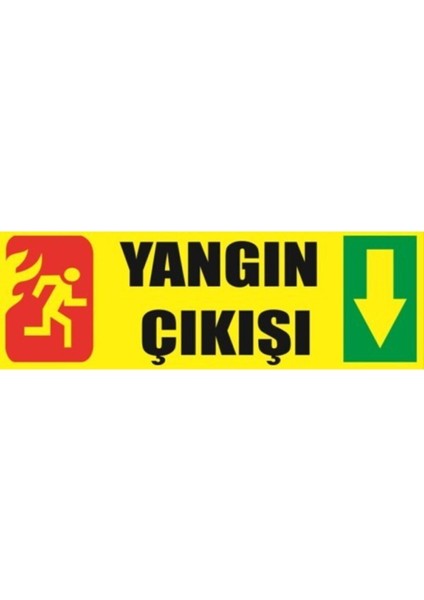 Fosforlu Fotolümen Levha Yangın Çıkışı Yönlendirme Aşağı Ok 10X30 cm