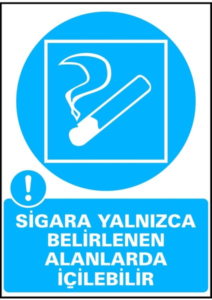 Sigara Yalnızca Belirlenen Alanlarda Içilebilir 3 mm Dekota Uyarı Levhası 17,5 x 25 cm