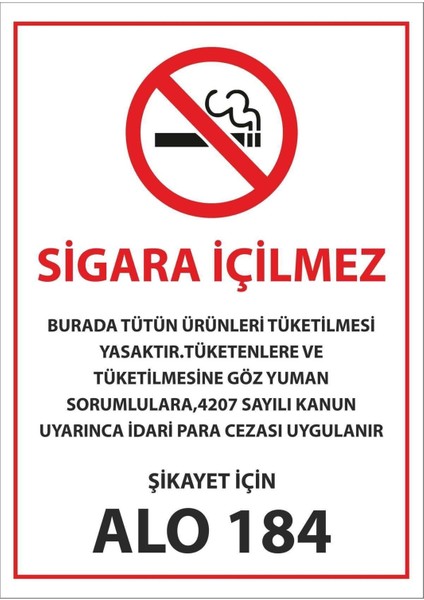 Sigara Içilmez Uyarı Levhası Pvc Kaplı A4