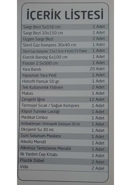 Ultra Iş Yeri Ilk Yardım Çantası, Ecza Dolabı, Ilkyardım Seti, Portatif Taşınabilir Ecza Dolabı modelleri