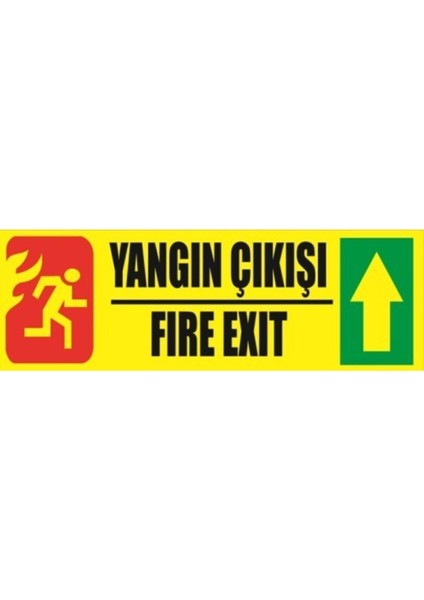 Fosforlu Fotolümen Levha Yangın Çıkışı Fire Exıt Yönlendirme Yukarı Ok 10X30 cm
