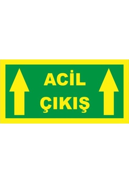 Fosforlu Fotolümen Levha Acil Çıkış Yönlendirme Yukarı Ok 12X24 cm