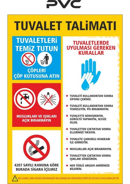 Wc Tuvalet Talimatı 21*29 cm Pvc