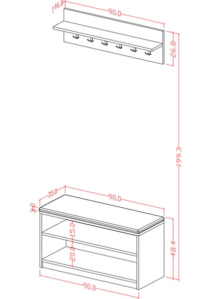 Asra Trend Puflu Ayakkabılık ve Askılık A-34 modelleri