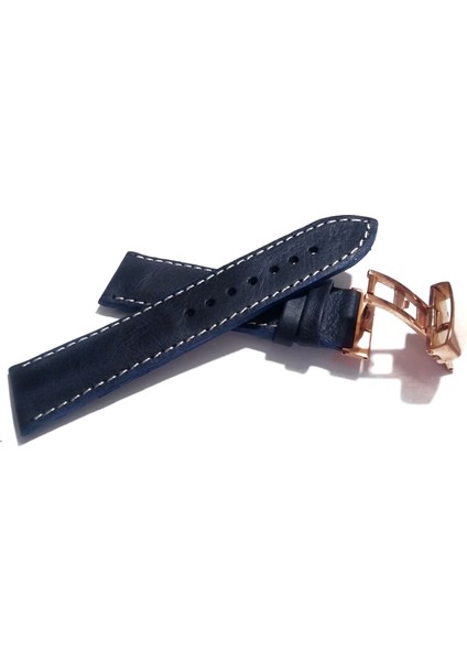 Her Saate Uygun Kelebek Toka 22 mm Hakiki Deri (234) Rose Toka Mavi