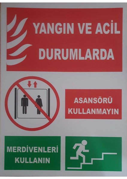 Yangın ve Acil Durumlarda Uyarı Levhası