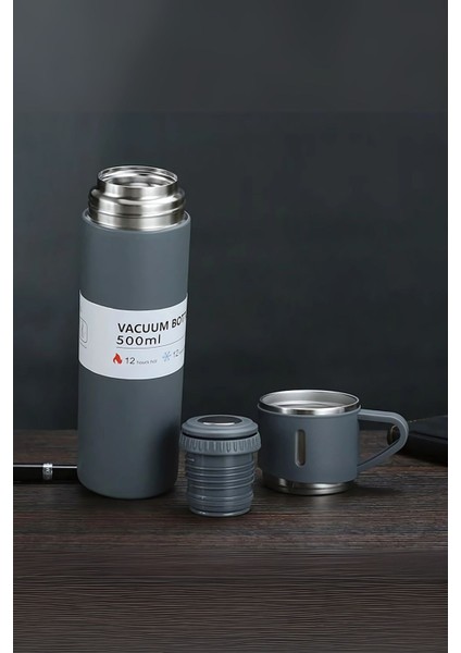 Paslanmaz Çelik Kamp Termosu Seti 500 ml - 3 Bardaklı Çift Katmanlı Yalıtımlı Termos modelleri