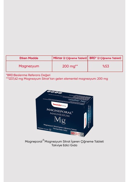Magneporal Çiğneme 60 'lı Tablet x 2 Adet