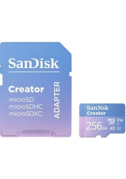 Creator 256GB 190/130MB/S Microsdxc Uhs-I A2 V30 Adaptörlü Hafıza Kartı SDSQXAV-256G-IN6MS