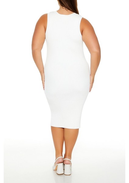 Plus Size Triko Midi Elbise