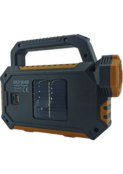 15W Güneş Enerjili Powerbank Özellikli Çok Fonksiyonlu Işıldak Fener GS490