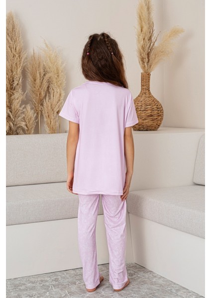 Anne Kız Kombin Kısa Kollu Desenli Gömlek Pijama Takımı (Anne Kız Ayrı Satılır)
