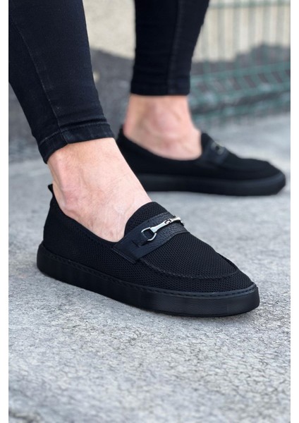 WG060 Siyah Triko Babet Erkek Casual Ayakkabı