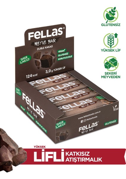 Meyve Bar - Duble Kakao Protein Bar 35 gr x 12 Adet