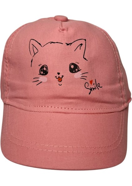 Spteks Kitti 0-18 Aylık Kız Çocuk Pembe Renk Baskı Figürlü Yazlık Şapka