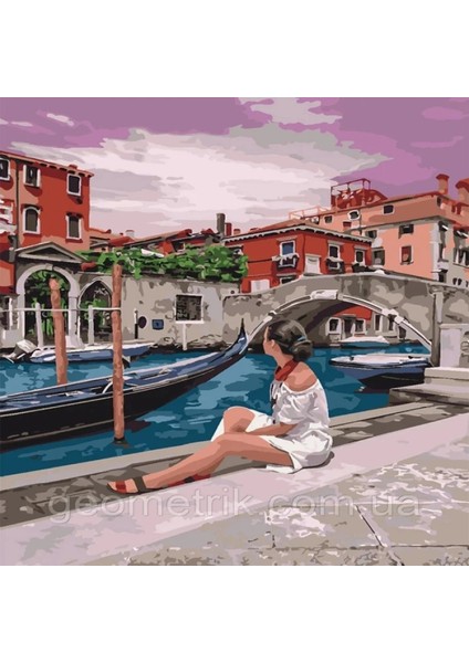 - Kanvas Avrupa'da Taş Köprü Sayılarla Boyama Seti Kasnaklı