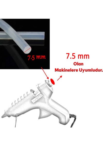 Ince Mum Silikon 7.5 mm Uzunluk 30 cm Çubuk Sıcak Silikon Hobi Eşya Maket Yapıştırma Slikon 84 Adet