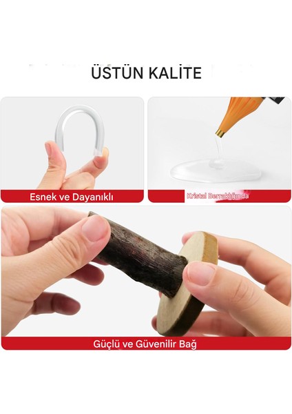 Ince Mum Silikon 7.5 mm Uzunluk 30 cm Çubuk Sıcak Silikon Hobi Eşya Maket Yapıştırma Slikon 84 Adet