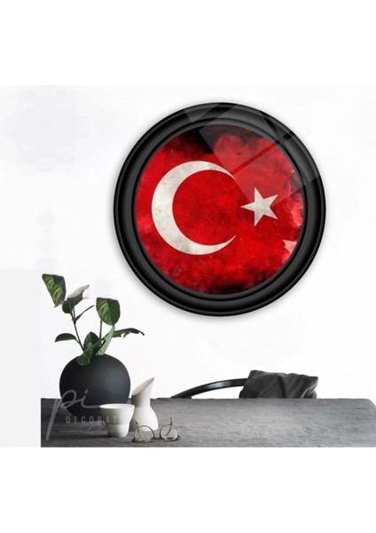 Marsilyan- Bayrak Yuvarlak Cam Tablo