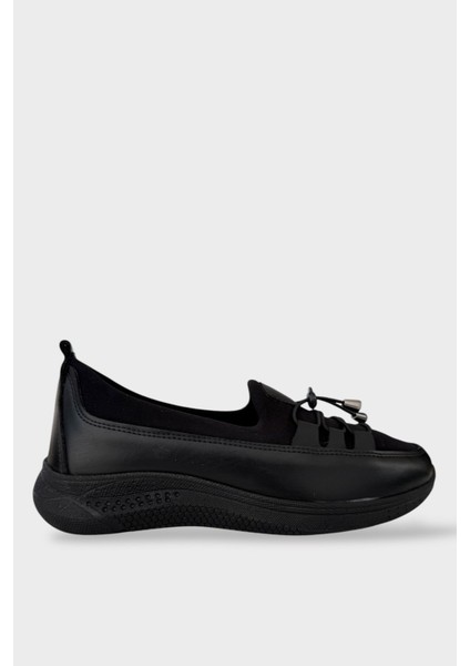 Kadın Günlük Hafif Mevsimlik Rahat Ortopedik Casual Ayakkabı SİYAH - GÜMÜŞ