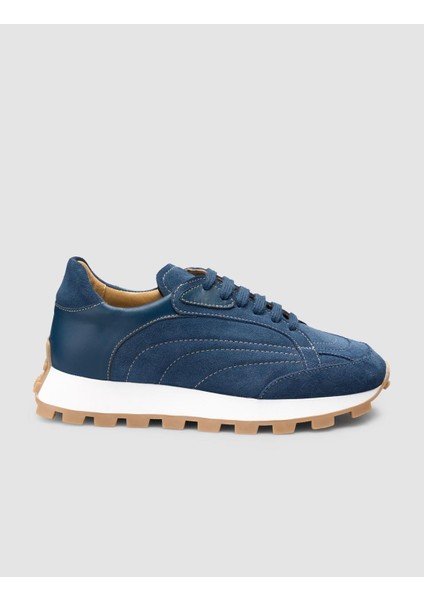 %100 Hakiki Deri Mavi Kadın Sneaker