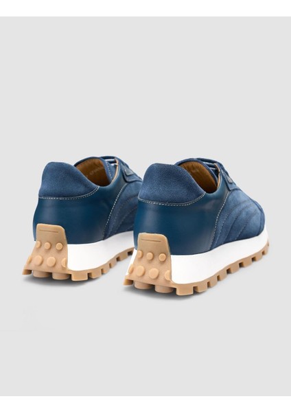 %100 Hakiki Deri Mavi Kadın Sneaker