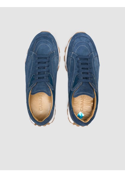 %100 Hakiki Deri Mavi Kadın Sneaker