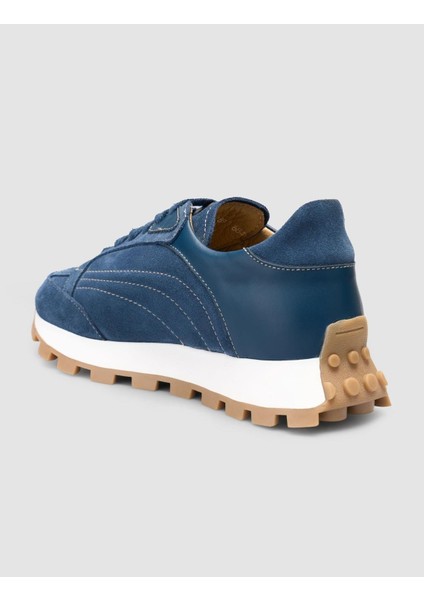 %100 Hakiki Deri Mavi Kadın Sneaker